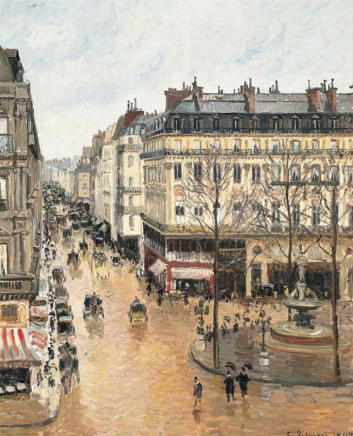 Rue Saint-Honoré por la tarde. Efecto de lluvia por  Camille Pissarro (1830-1903) Museo Thyssen-Bornemisza    